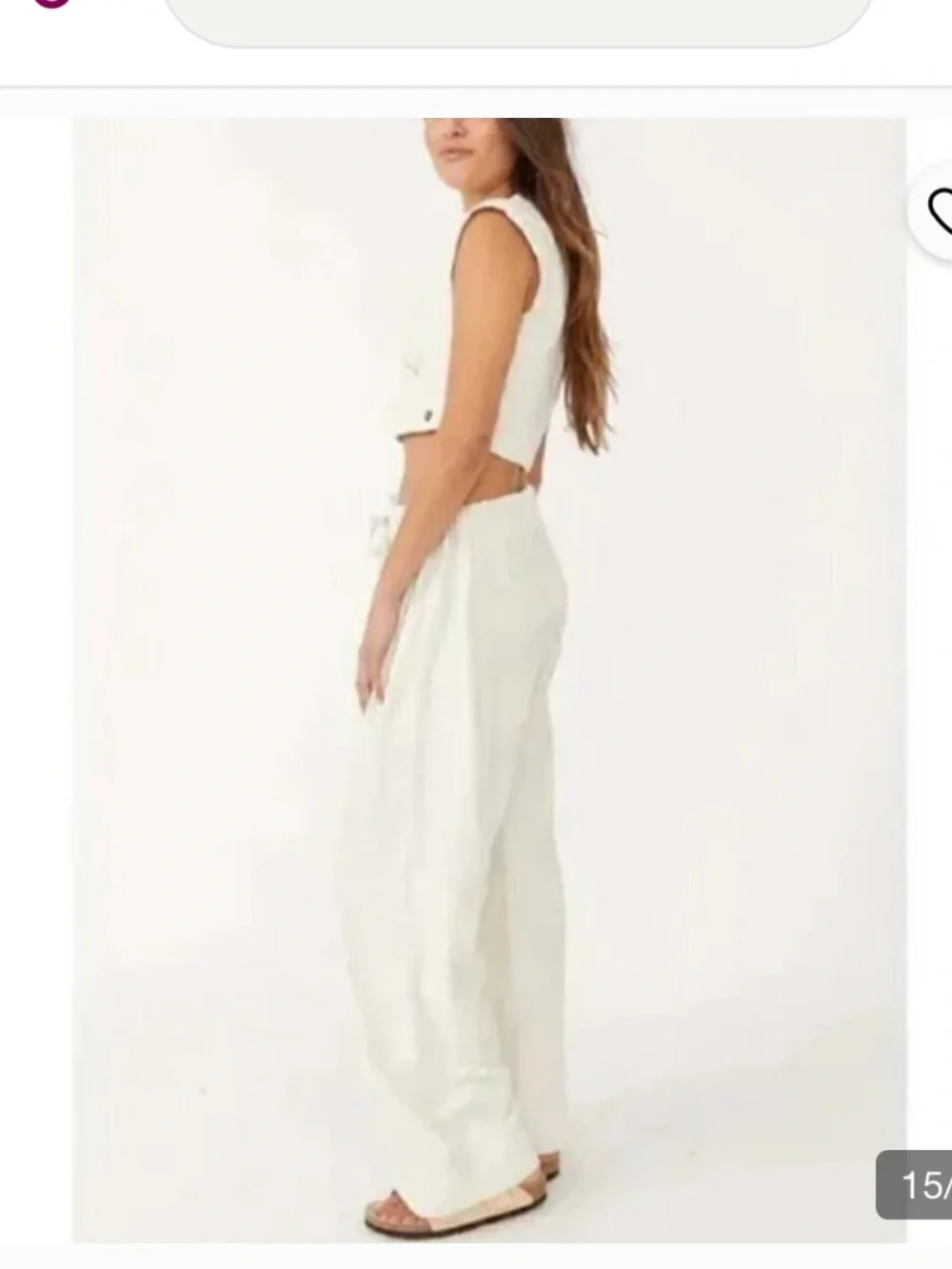 Free people Cropped Cream Terry Vest - Neutral Beach Style